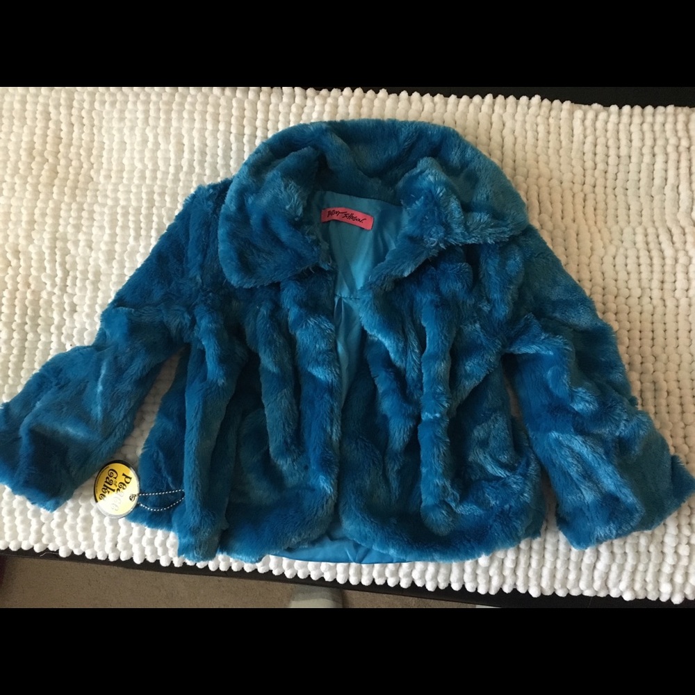 Betsey Johnson kids faux fur short coat NEW